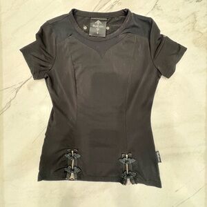 Punk Rave Black Short Sleeve Top OzzCroce Same Day Shipping Size XS/S